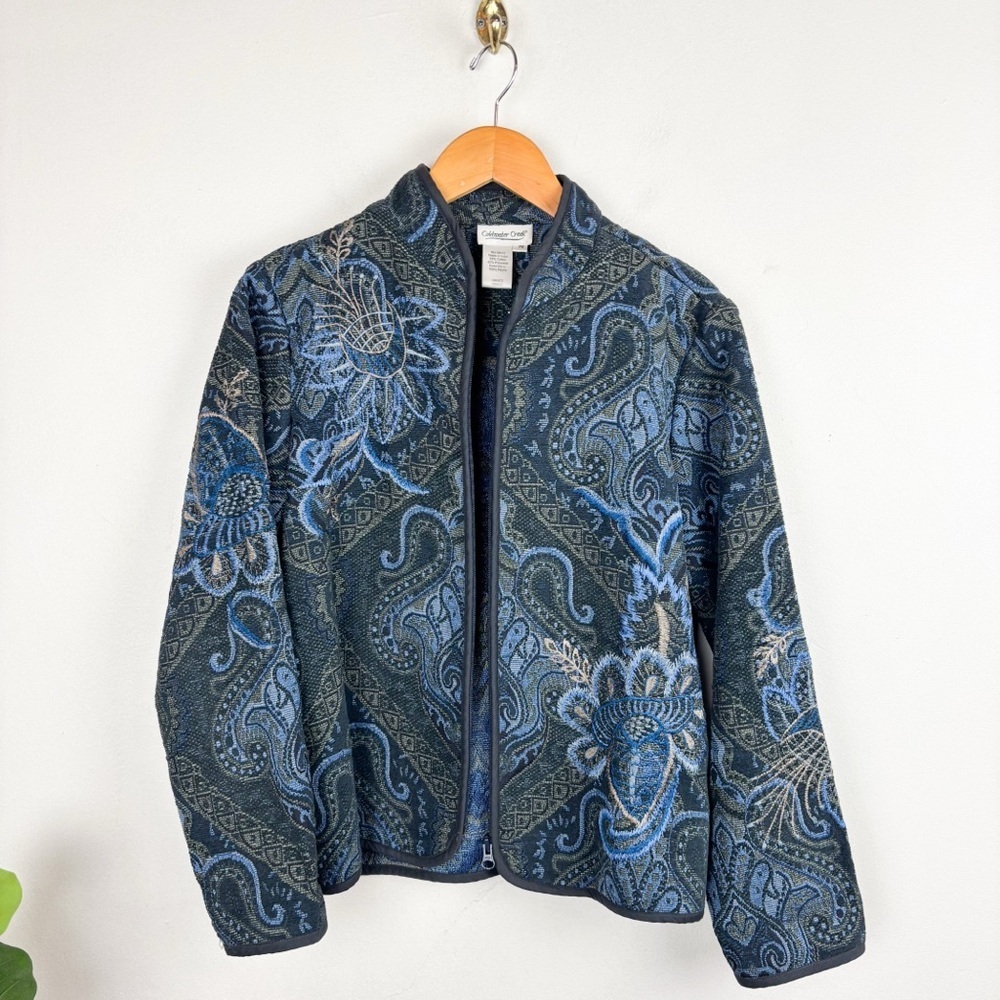 Vintage Coldwater Creek Boho Blue Embroidered Jac… - image 3